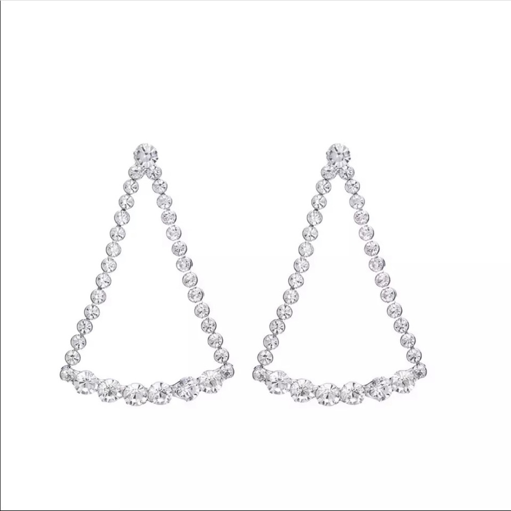 Triangle Rhinestone Piercing Earrings - Picture 4 of 6